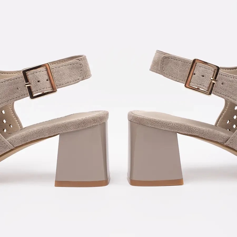 Goodin Sandálias bege de camurça de camurça aberta 1