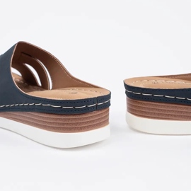 Chinelos confortáveis ​​em cunhas azuis baixas azul 1