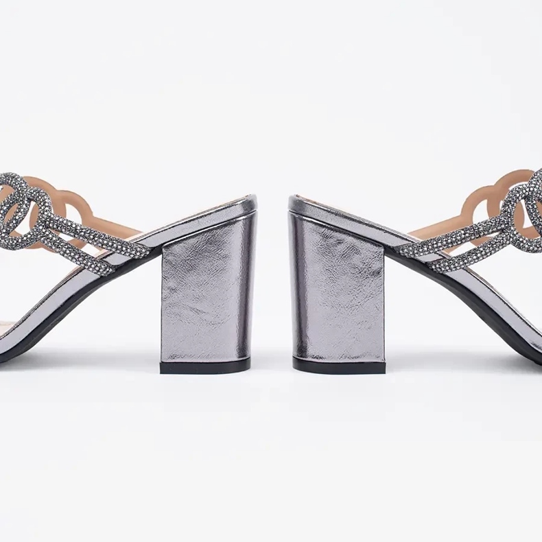 Silver High Heels Sergio Leone com zircões prata 1