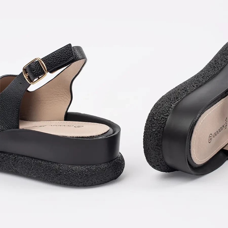Goodin Sandálias femininas confortáveis ​​pretas preto 1