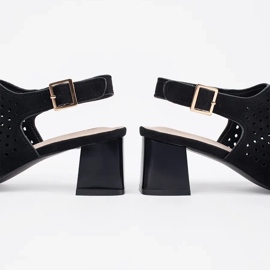 Goodin Black Openwork Suede Salto alto Sandálias preto 1