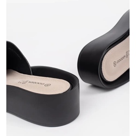 Goodin Chinelos femininos negros com corrente preto 1