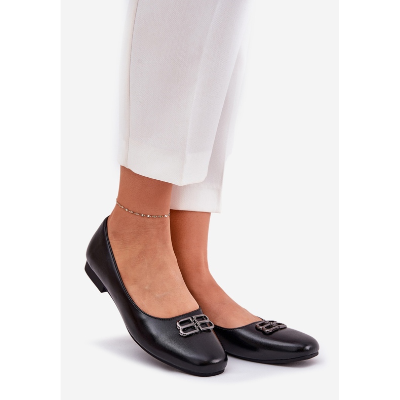Vinceza Ballerinas femininas elegantes com decoração de Vincez 62206 Black preto 1