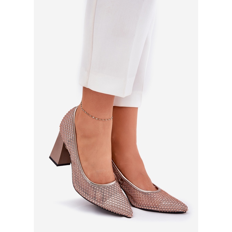 Vinceza Bombas de malha decoradas no Vincez 62211 bege post 1