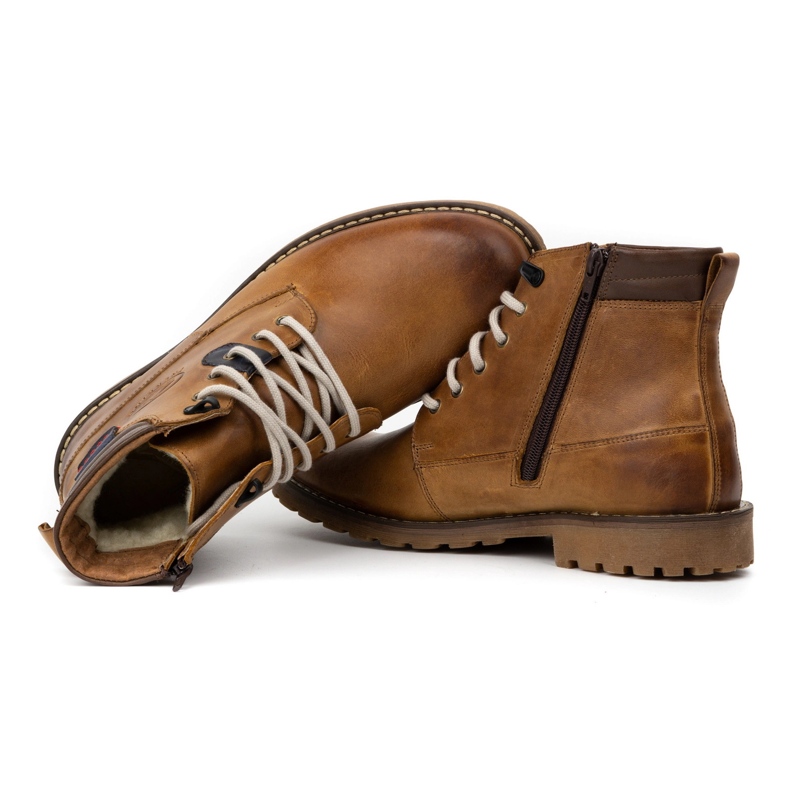 Olivier Sapatos de inverno de couro masculino 754 marrom claro 3