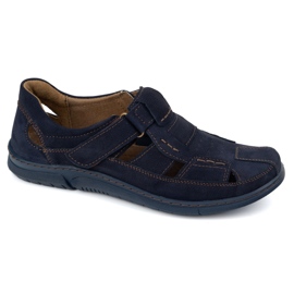 KOMODO Sapatos de couro de velcro 937 azul marinho 1