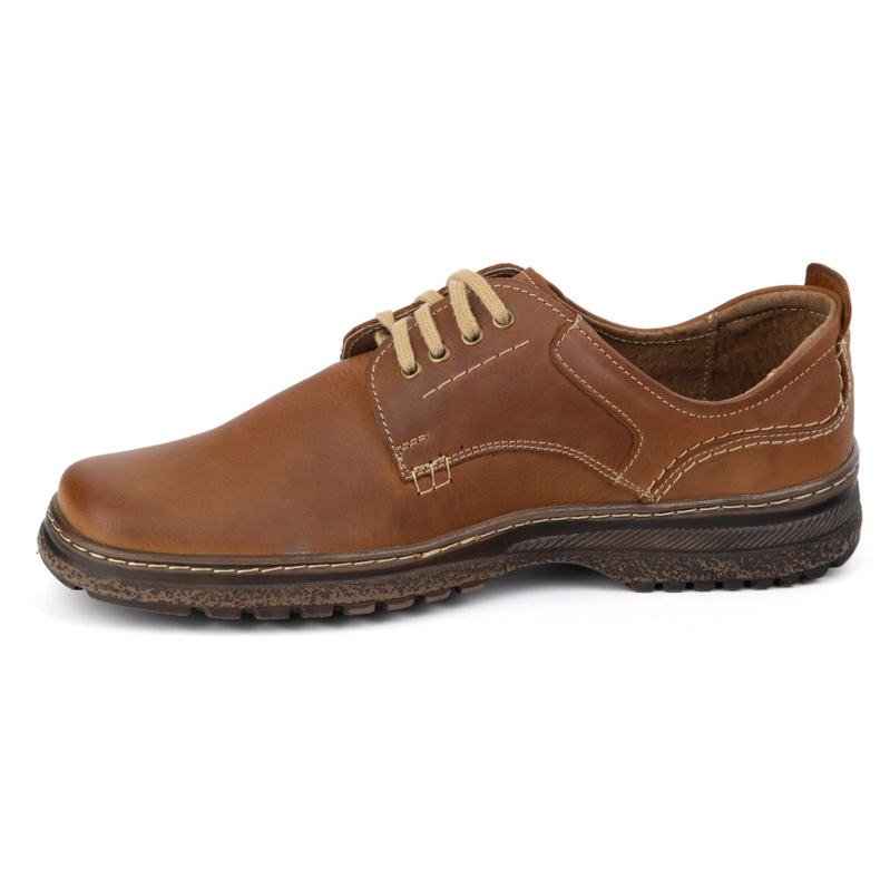 Olivier Sapatos de couro masculino casual 221gt camelo marrom 1