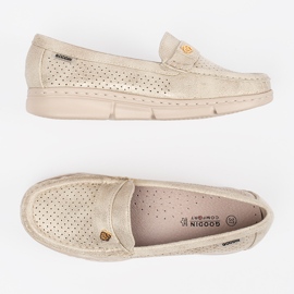 Goodin Mocassins Golden Openwork com um elemento de ouro dourado 1