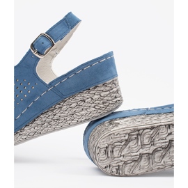 Goodin Sandálias Blue Suede Openwork na cunha azul 1