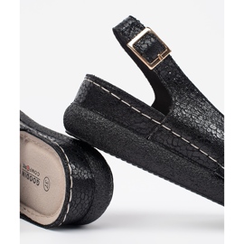 Goodin Sandálias pretas com palmilha de couro preto 1