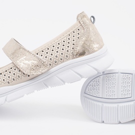 Goodin Bailarinas esportivas de couro OpenWork bege 2