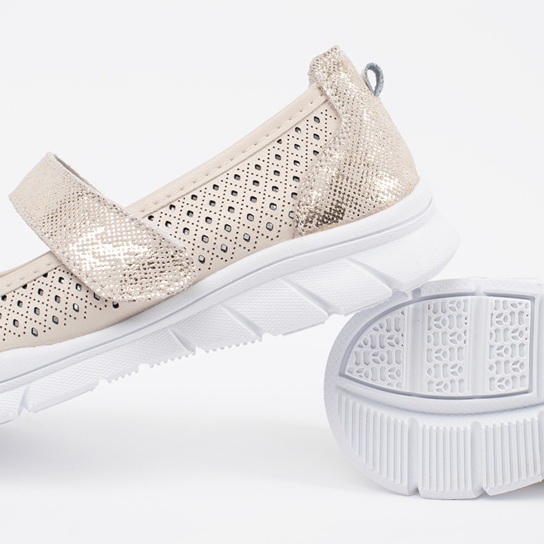 Goodin Bailarinas esportivas de couro OpenWork bege 2