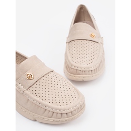 Goodin Light -Beige Openwork Supotos com um elemento de ouro bege 1