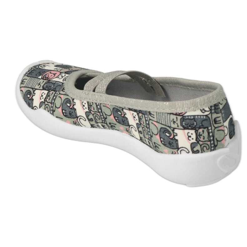 Baby Slippers Befado Gray 116Y315 com motivos de gatinho cinza 1
