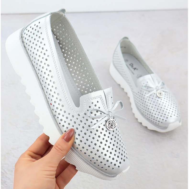 S. BARSKI Sapatos de couro feminino Aberto Silver S.Barski LR51-631 prata 1