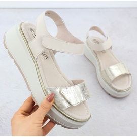 S.Barski Sandálias de couro feminino para velcro plataforma z qualidade S. Barski LR51-543 dourado 1