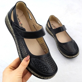 Sapatos femininos para velcro preto unisoft 7026 1