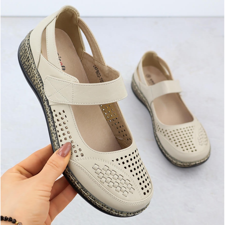 Sapatos femininos com o OpenWork Beige Unisoft 7026 bege 1
