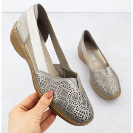 Sapatos de couro Open Women Open, Merening Comfort Rieker 41351-90 bege 1