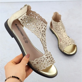 Sandálias femininas Openwork Platinum Złote M. Daszyński MR24148-2 dourado 1