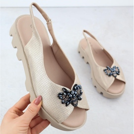 Sandálias femininas na plataforma perfuradas perfuradas Potocki SZ12610 perfuradas dourado 1