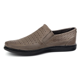 Polbut Sapatos de couro de abertura masculina 2107L cinza 1