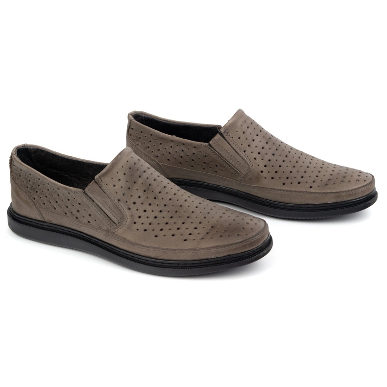 Polbut Sapatos de couro de abertura masculina 2107L cinza 2