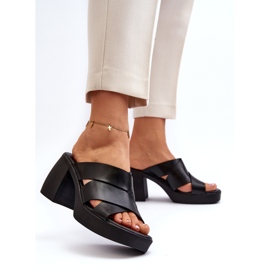 Chinelos de couro Zazoo 40373 com bloco, preto 4