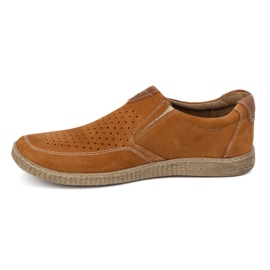 KOMODO Sapatos de couro masculino Casual Openwork 854/2 vermelho marrom 1