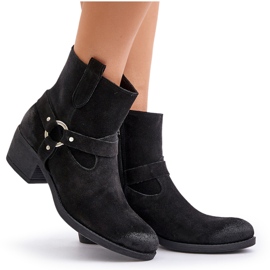 Saltos altos de couro zazoo de couro isolado 60477 preto 5