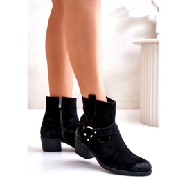 Saltos altos de couro zazoo de couro isolado 60477 preto 2