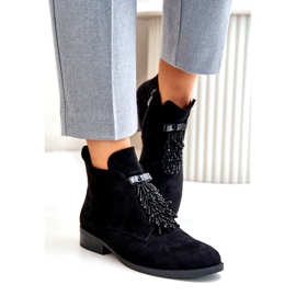 S.Barski Botas femininas isoladas com um zíper ornamento S. Barski Hy42-715 Black preto 2