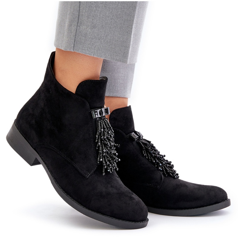 S.Barski Botas femininas isoladas com um zíper ornamento S. Barski Hy42-715 Black preto 5