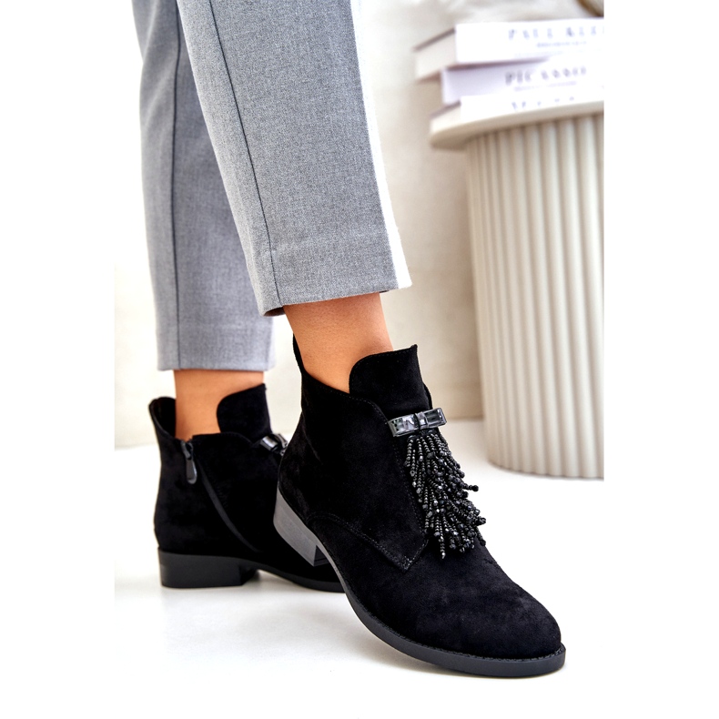 S.Barski Botas femininas isoladas com um zíper ornamento S. Barski Hy42-715 Black preto 4