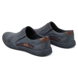 Olivier Mocassins masculinos de couro azul marinho 520 4