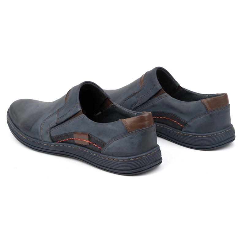 Olivier Mocassins masculinos de couro azul marinho 520 4