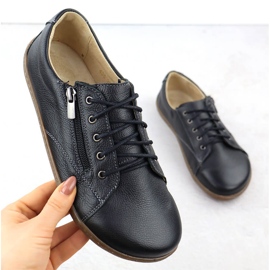 Sapatos de couro feminino Barefoot Black Helios 436 preto 1