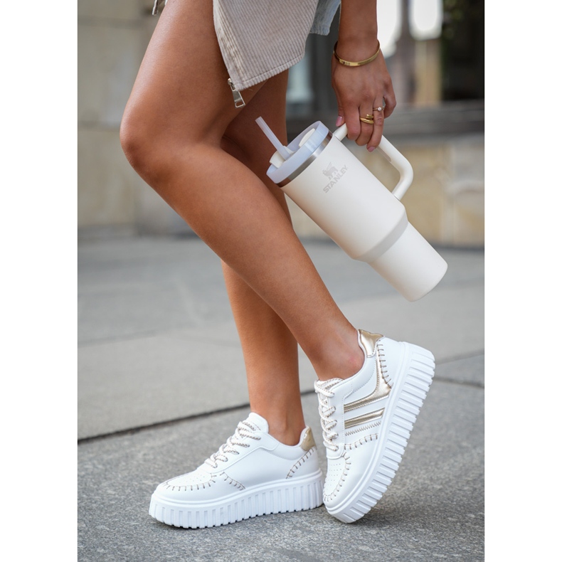 Tênis femininos na plataforma de ouro dourado 2