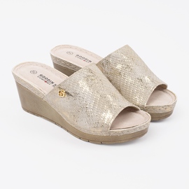 Goodin Flip -flops femininos para cunhas taupes dourado 1