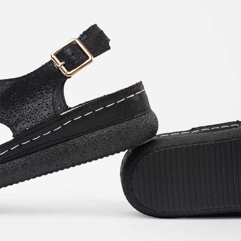 Goodin Sandálias pretas em uma plataforma leve preto 1