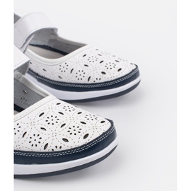 Goodin Sandálias de couro azul branco e azul marinho caídas 2