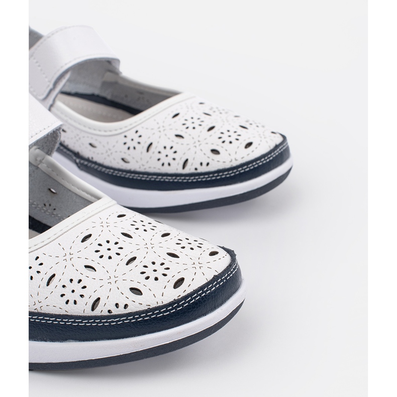 Goodin Sandálias de couro azul branco e azul marinho caídas 2