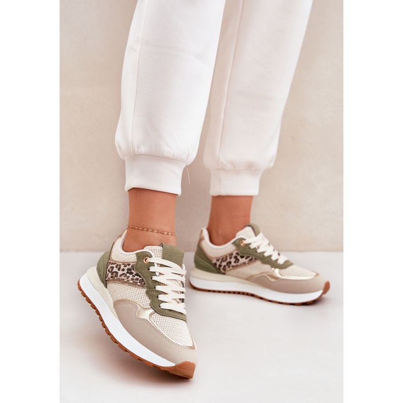 Sapatos esportivos femininos com estampa de leopardo na plataforma verde 2