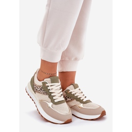 Sapatos esportivos femininos com estampa de leopardo na plataforma verde 1