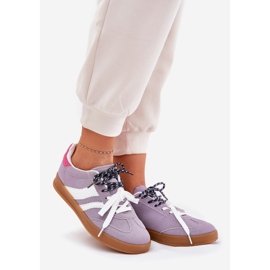 Tênis femininos baixos com laço roxo duplo tolet 1