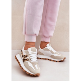 Sneakers Sports Sapatos Impressão feminina de leopardo feminino bege 2
