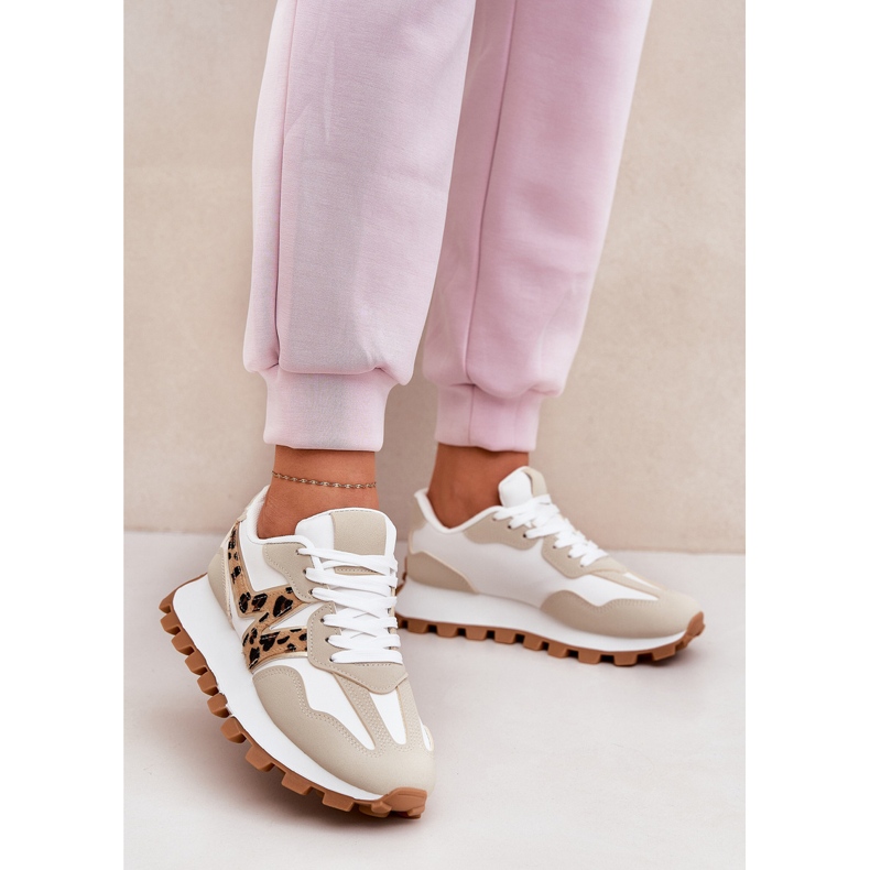 Sneakers Sports Sapatos Impressão feminina de leopardo feminino bege 2