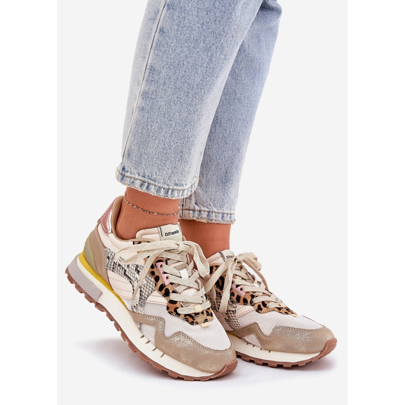 Tênis sapatos esportivos femininos d.franklin dfsh378006 ouro dourado 1