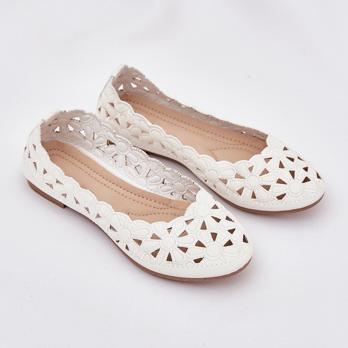 Ballerinas infantis do OpenWork com brilho branco 2