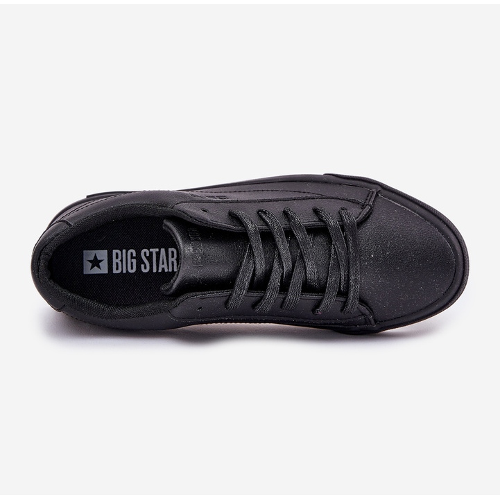 Tênis de couro baixo clássico masculino Big Star NN174252 Black preto 1